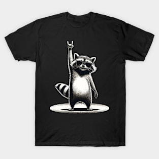 Retro Raccoon Rock and Roll Music Gift Funny Raccoon T-Shirt